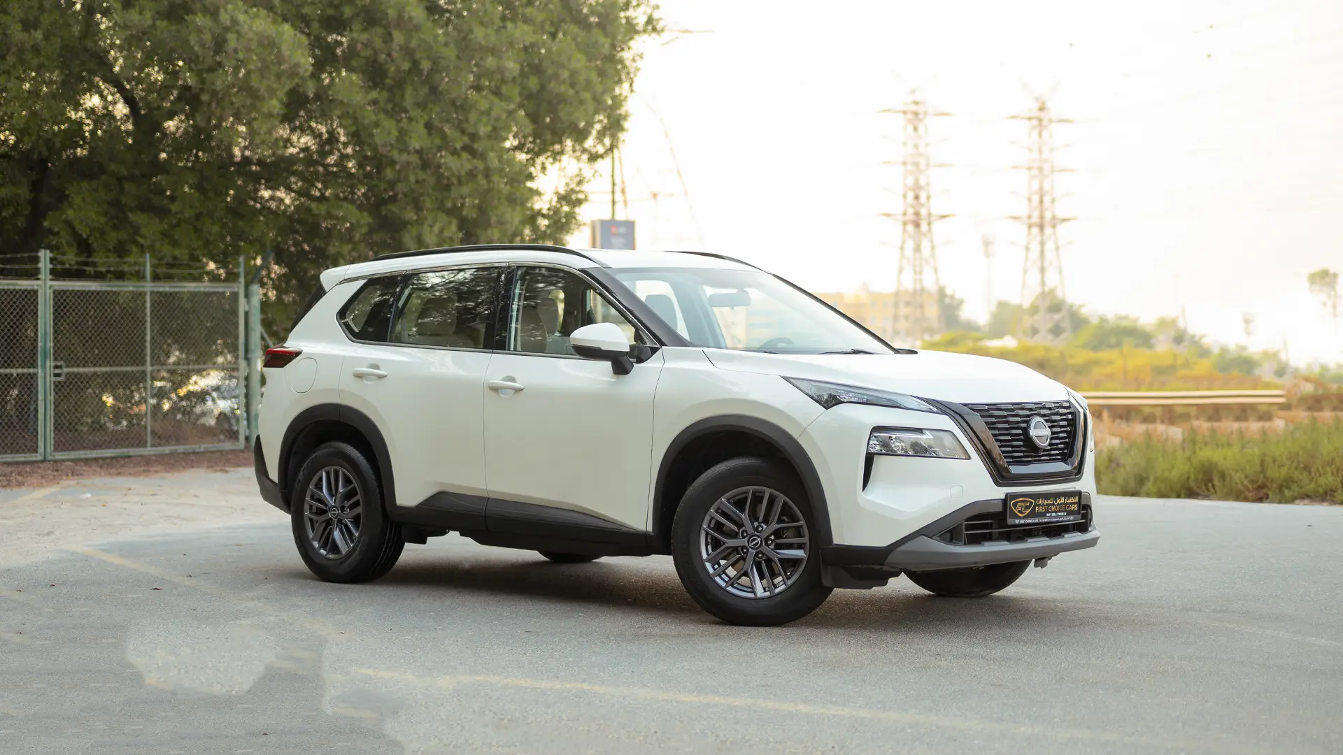 Used 2024 Nissan X-Trail S in White – Right Front Diagonal (45°) View for Sale at First Choice Cars Dubai Sharjah