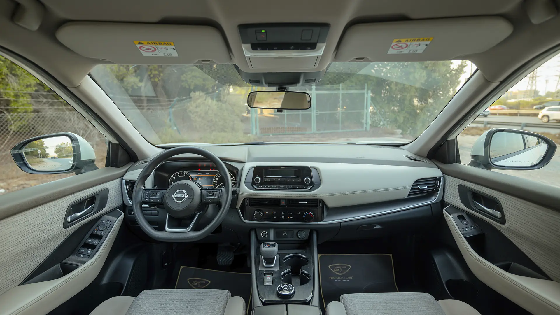 Used 2024 Nissan X-Trail S in White – Front Cabin / Dashboard Full View for Sale at First Choice Cars Dubai Sharjah