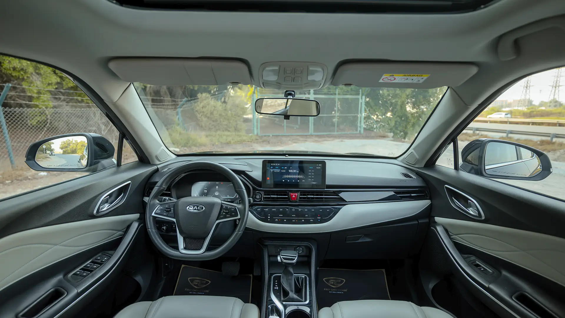 Used 2023 JAC JS4 Intelligent in Black – Front Cabin / Dashboard Full View for Sale at First Choice Cars Dubai Sharjah