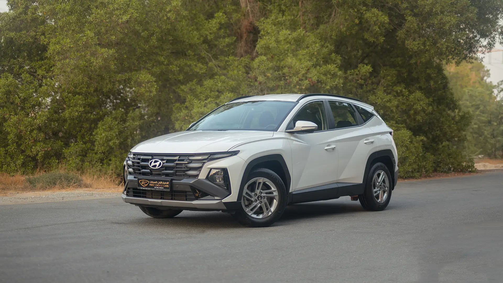 Used 2025 Hyundai Tucson Smart in White – Left Front Diagonal (45°) View for Sale at First Choice Cars Dubai Sharjah