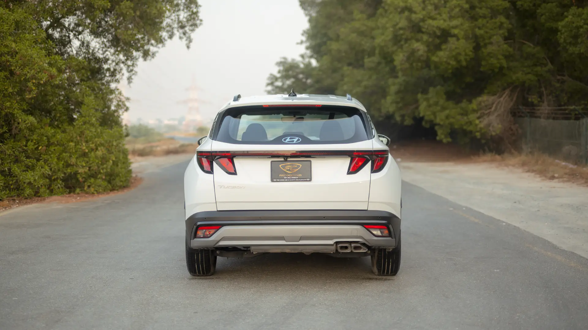 Used 2025 Hyundai Tucson Smart in White – Back/Rear View for Sale at First Choice Cars Dubai Sharjah