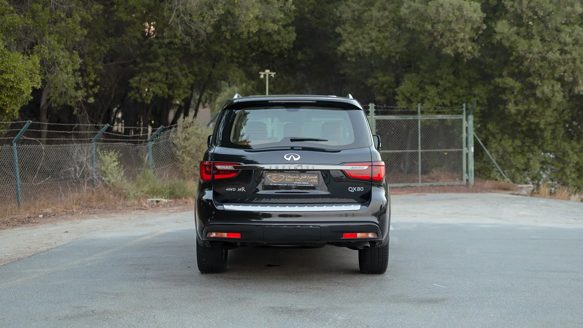 Used 2021 Infiniti QX80 Sensory in Black – Back/Rear View for Sale at First Choice Cars Dubai Sharjah