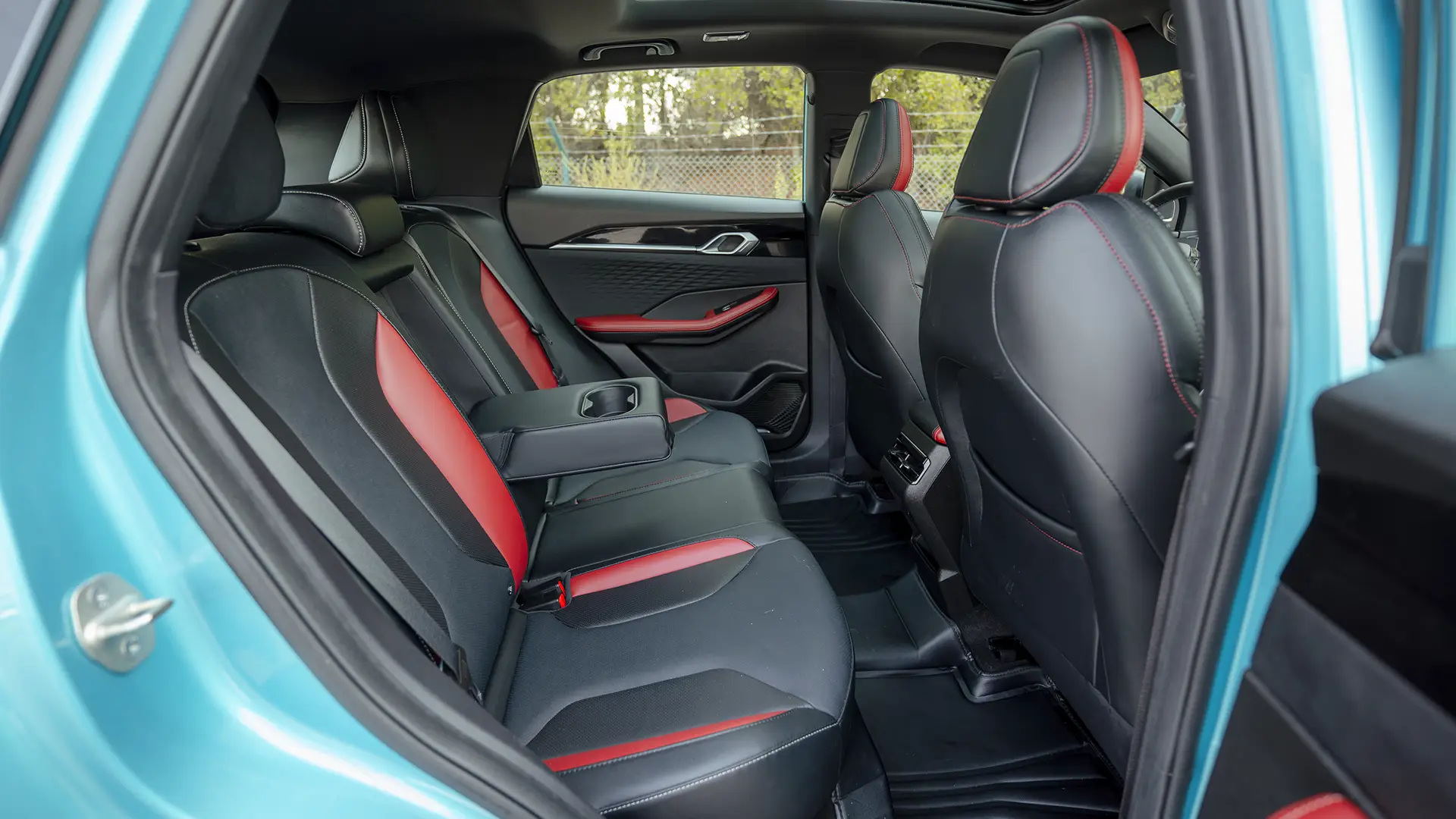 Used 2025 Geely Coolray GF in Blue – Rear Passenger Side Cabin View for Sale at First Choice Cars Dubai Sharjah