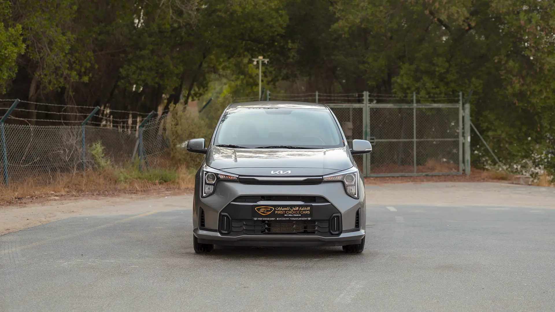 Used 2024 Kia Picanto LX in Grey – Front View for Sale at First Choice Cars Dubai Sharjah