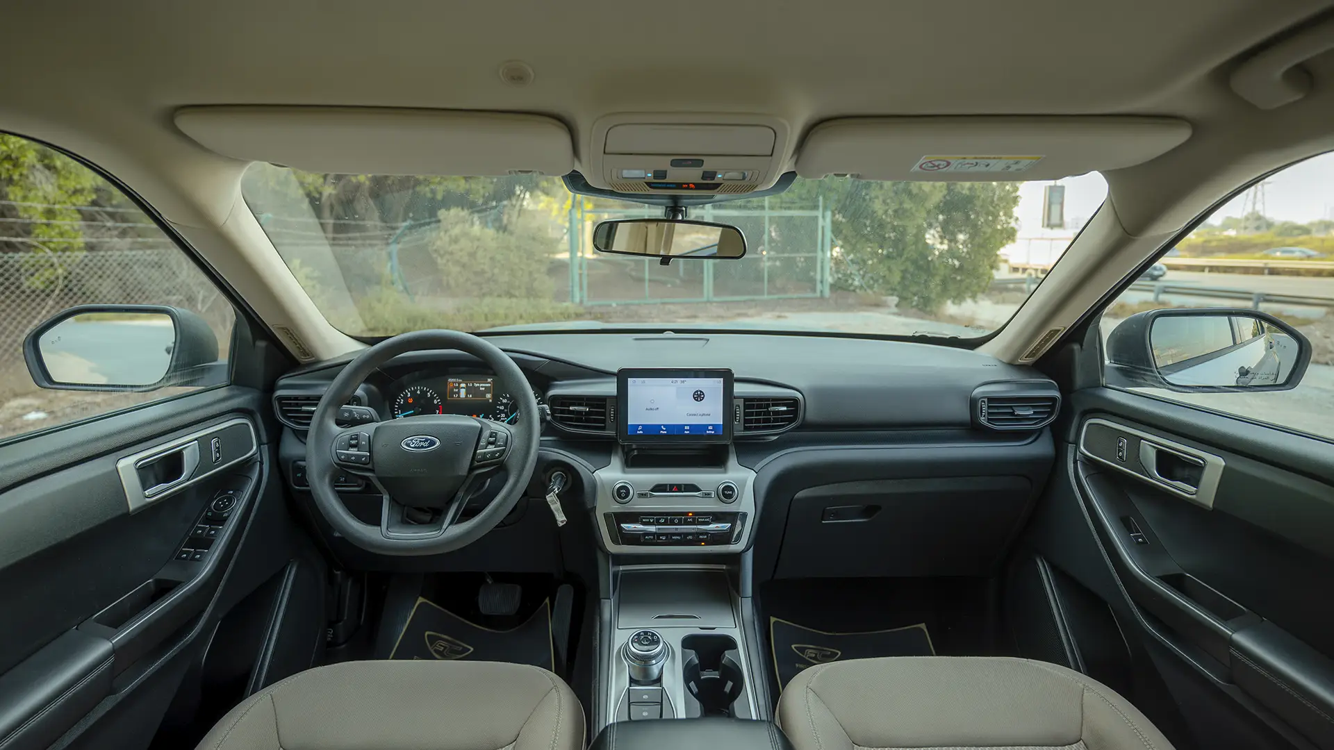Used 2023 Ford Explorer XLT in Silver – Front Cabin / Dashboard Full View for Sale at First Choice Cars Dubai Sharjah