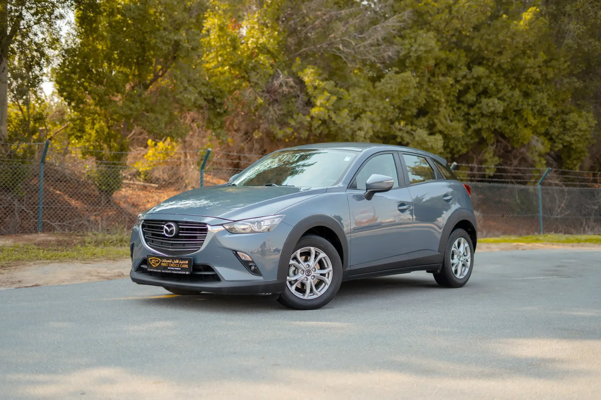 Used 2023 Mazda CX-3 GS in Blue – Left Front Diagonal (45°) View for Sale at First Choice Cars Dubai Sharjah