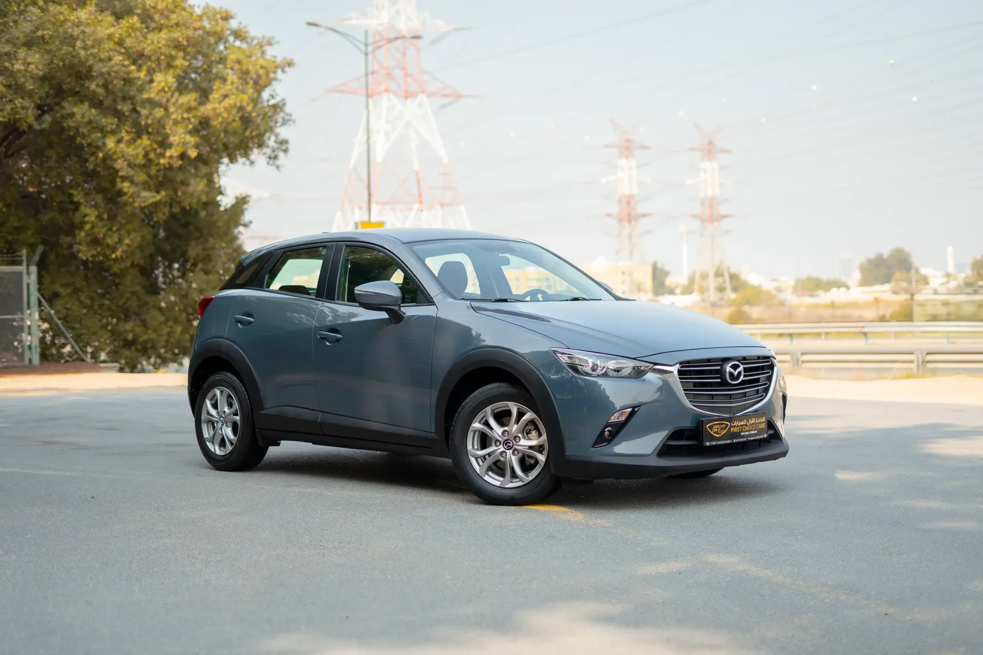 Used 2023 Mazda CX-3 GS in Blue – Right Front Diagonal (45°) View for Sale at First Choice Cars Dubai Sharjah