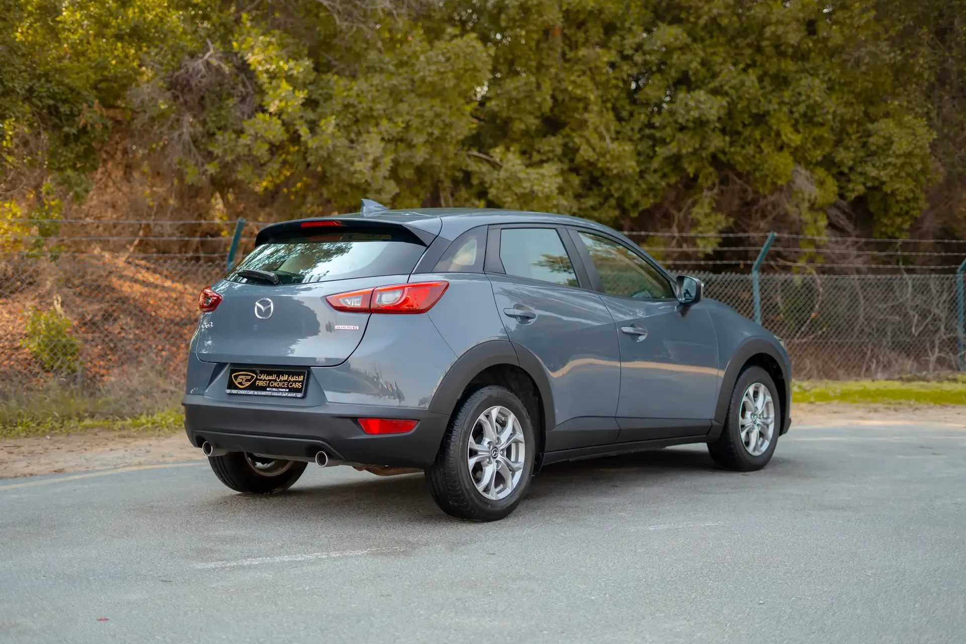 Used 2023 Mazda CX-3 GS in Blue – Right Back Diagonal (45°) View for Sale at First Choice Cars Dubai Sharjah