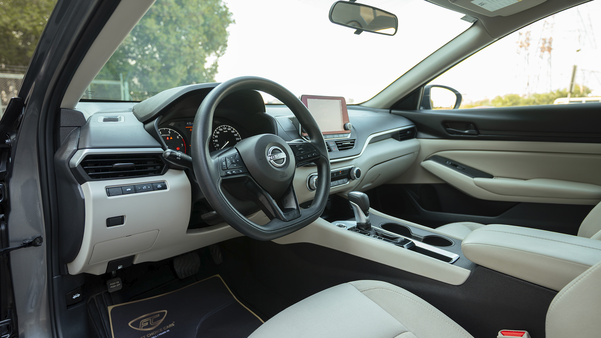 Used 2024 Nissan Altima S in Grey – Driver Side Dashboard & Steering View for Sale at First Choice Cars Dubai Sharjah