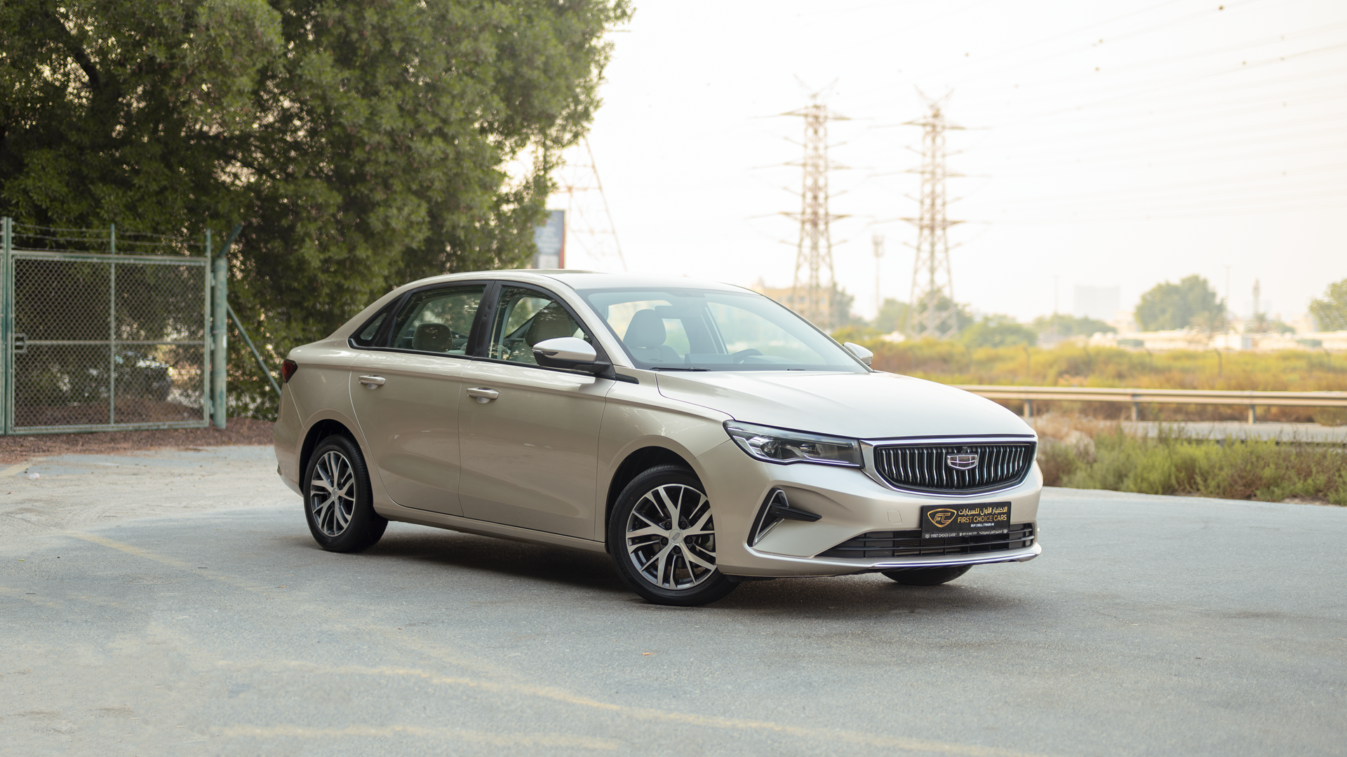 Used 2024 Geely Emgrand GS in Gold – Right Front Diagonal (45°) View for Sale at First Choice Cars Dubai Sharjah