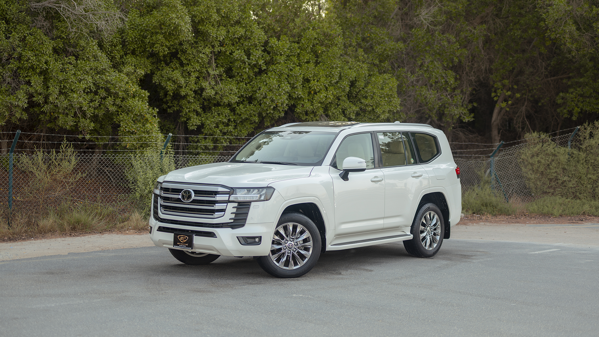Used 2025 Toyota Land Cruiser GXR in White – Left Front Diagonal (45°) View for Sale at First Choice Cars Dubai Sharjah