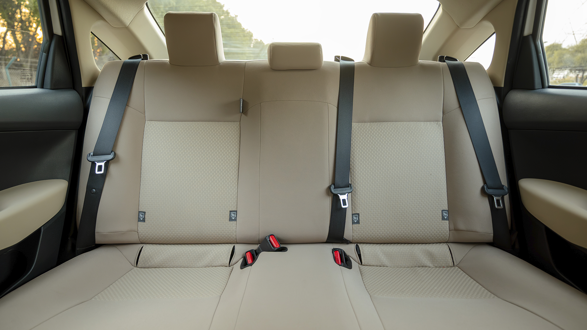 Used 2024 Toyota Yaris E in White – Rear Seat View for Sale at First Choice Cars Dubai Sharjah