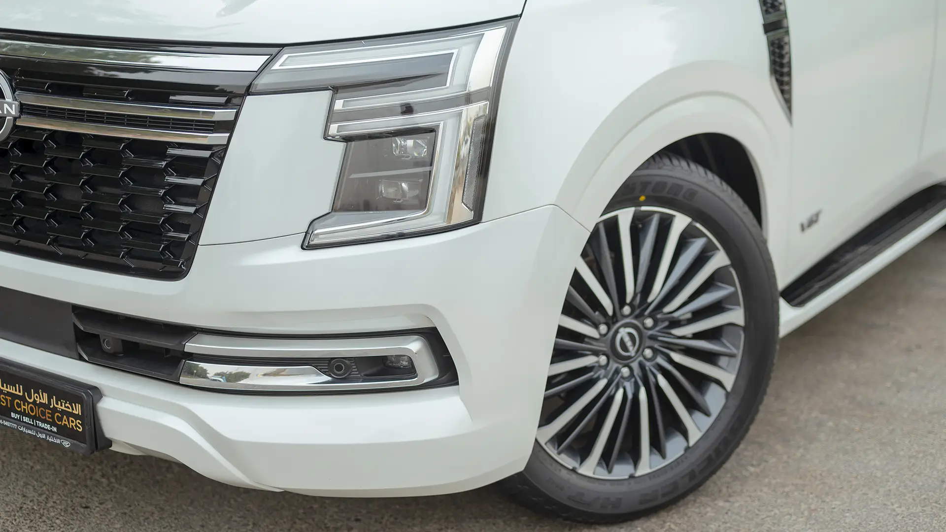 Used 2026 Nissan Patrol LE Platinum City in White – Headlight Close-up