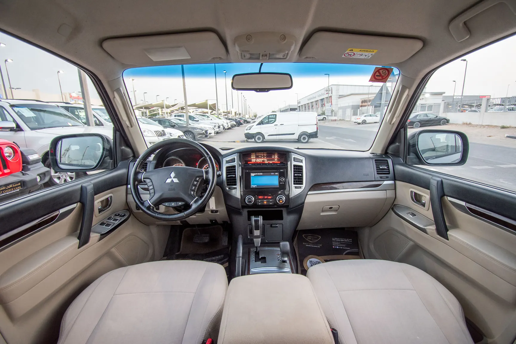 Used 2017 Mitsubishi PAJERO 3.5L GLS Silver – Front Cabin / Dashboard Full View at First Choice Cars Sharjah